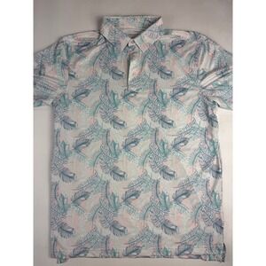 Straight Down Polo Shirt Large Pink Tropical Palm Leaf Fairmont Orchid Hawaii